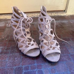 tan lace up heels